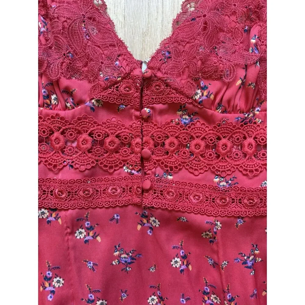 Free people Out & About Maxi Slip Dress In Cute Floral-red Size S - Picture 5 of 8
